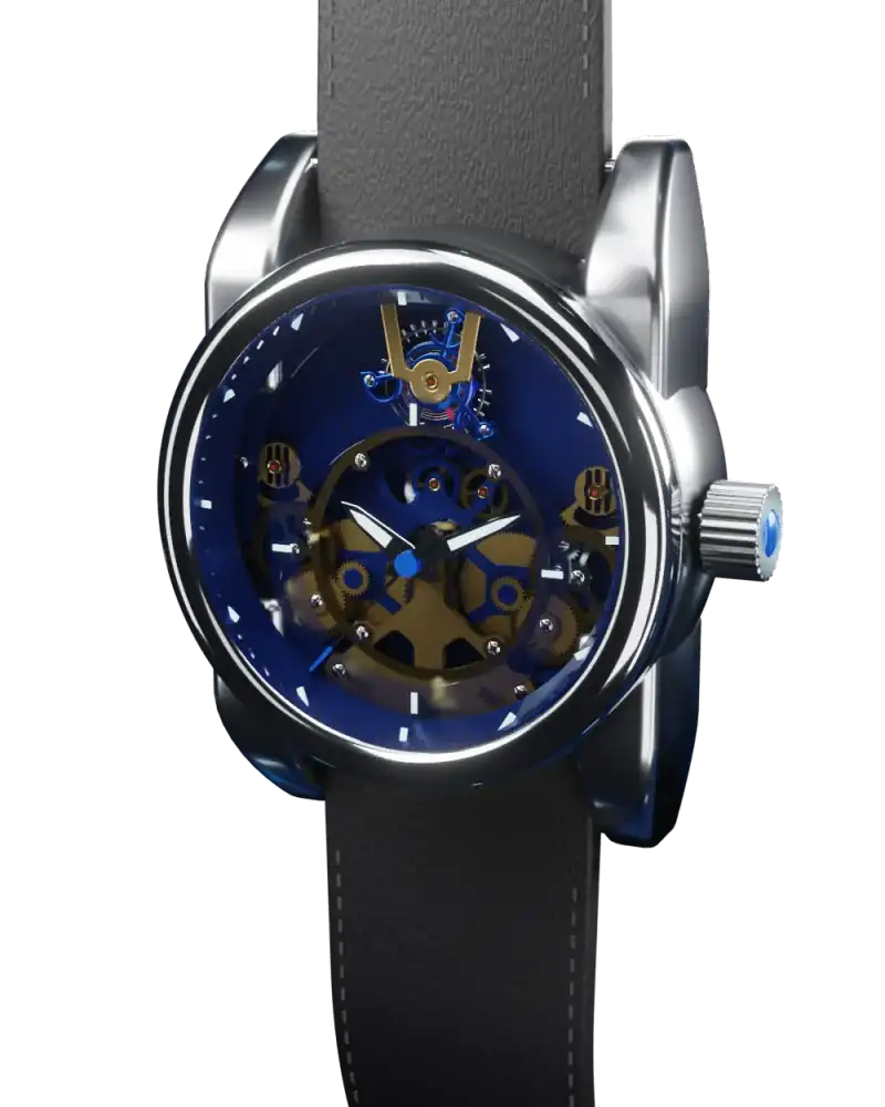 Chronos Terra Azul: acero, esfera azul y puentes de oro